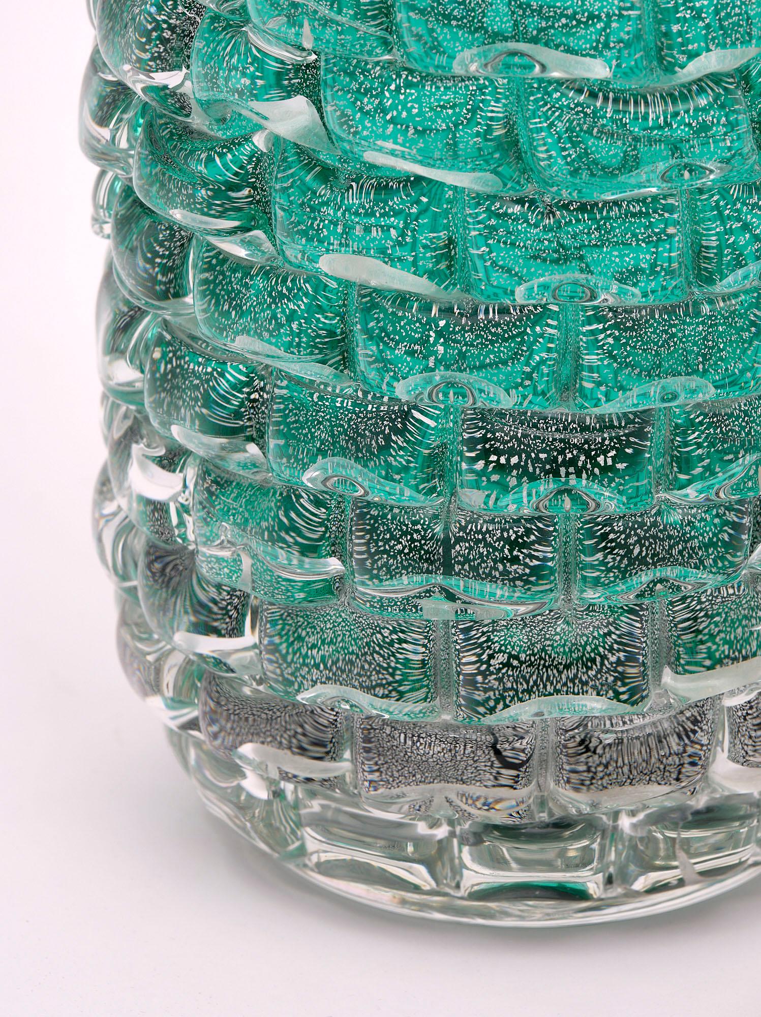 Italian Teal Murano Glass Vase