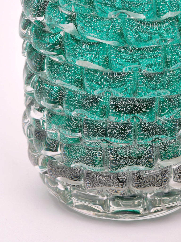 Teal Murano Glass Vase For Sale at 1stDibs