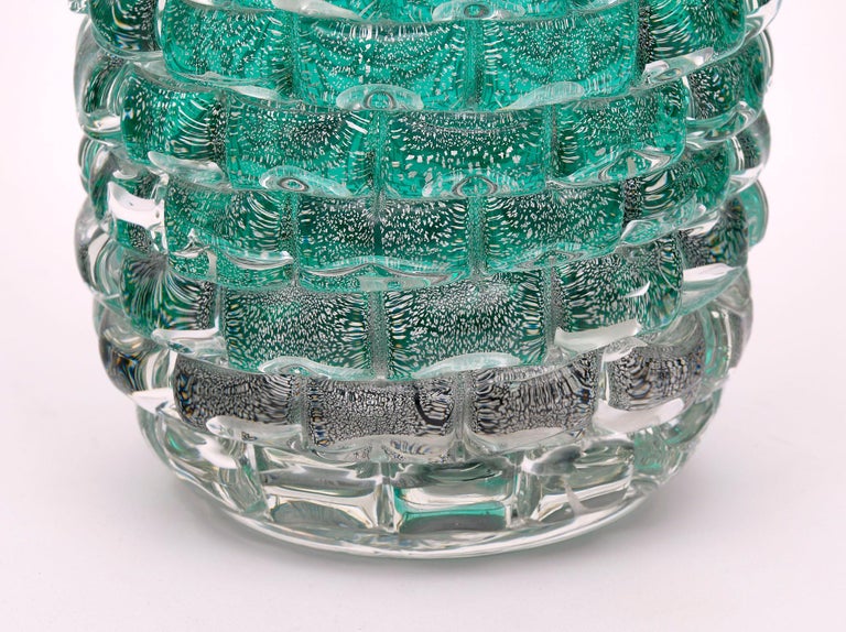 Teal Murano Glass Vase For Sale at 1stDibs