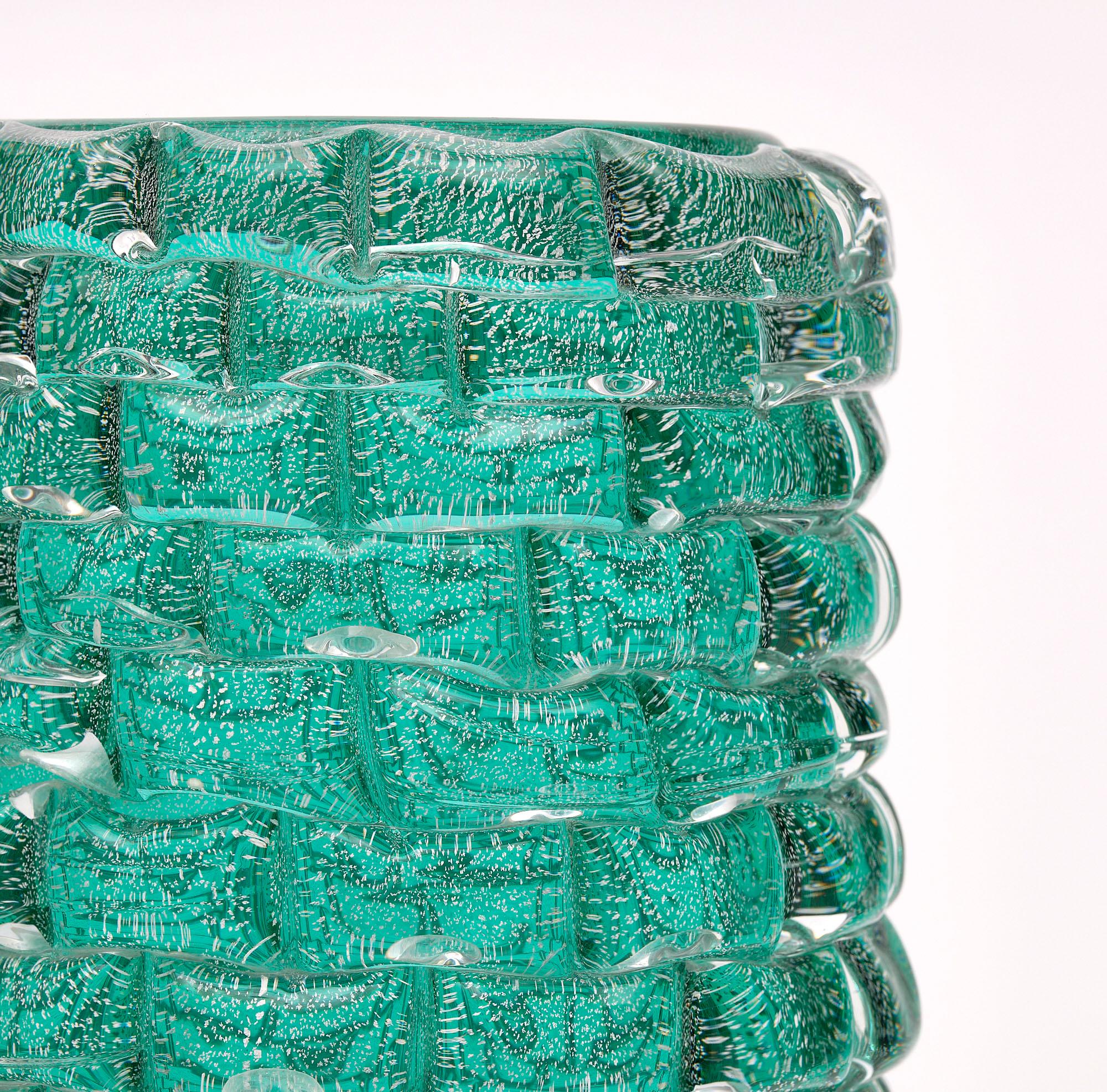 Contemporary Teal Murano Glass Vase