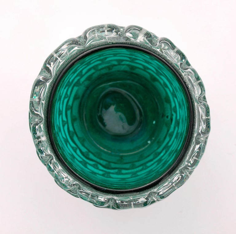 Teal Murano Glass Vase For Sale at 1stDibs