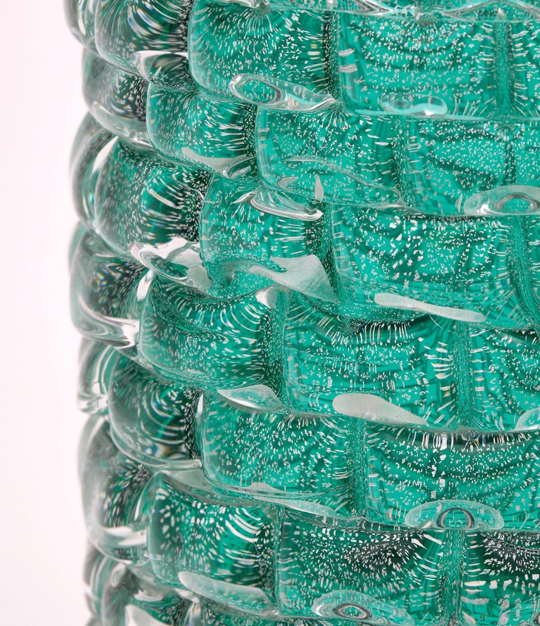 Teal Murano Glass Vase For Sale at 1stDibs