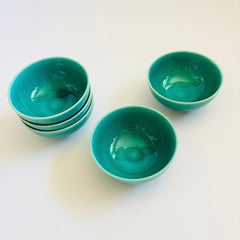 Teal Pottery Bowls - Set of 5