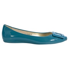 Teal Roger Vivier Patent Leather Flats