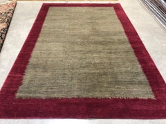 Teal Rug with Maroon Border