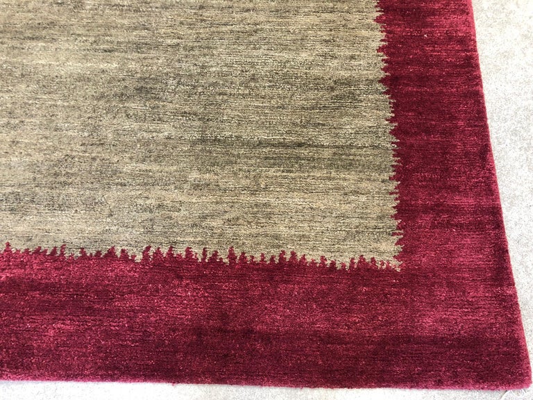 Maroon Border Rug Teal Rug with Maroon Border For Sale at 1stDibs