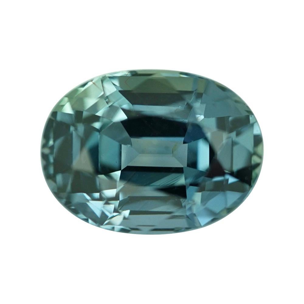 Modern Teal Sapphire 2.58 Ct Oval Natural Unheated, Loose Gemstone For Sale
