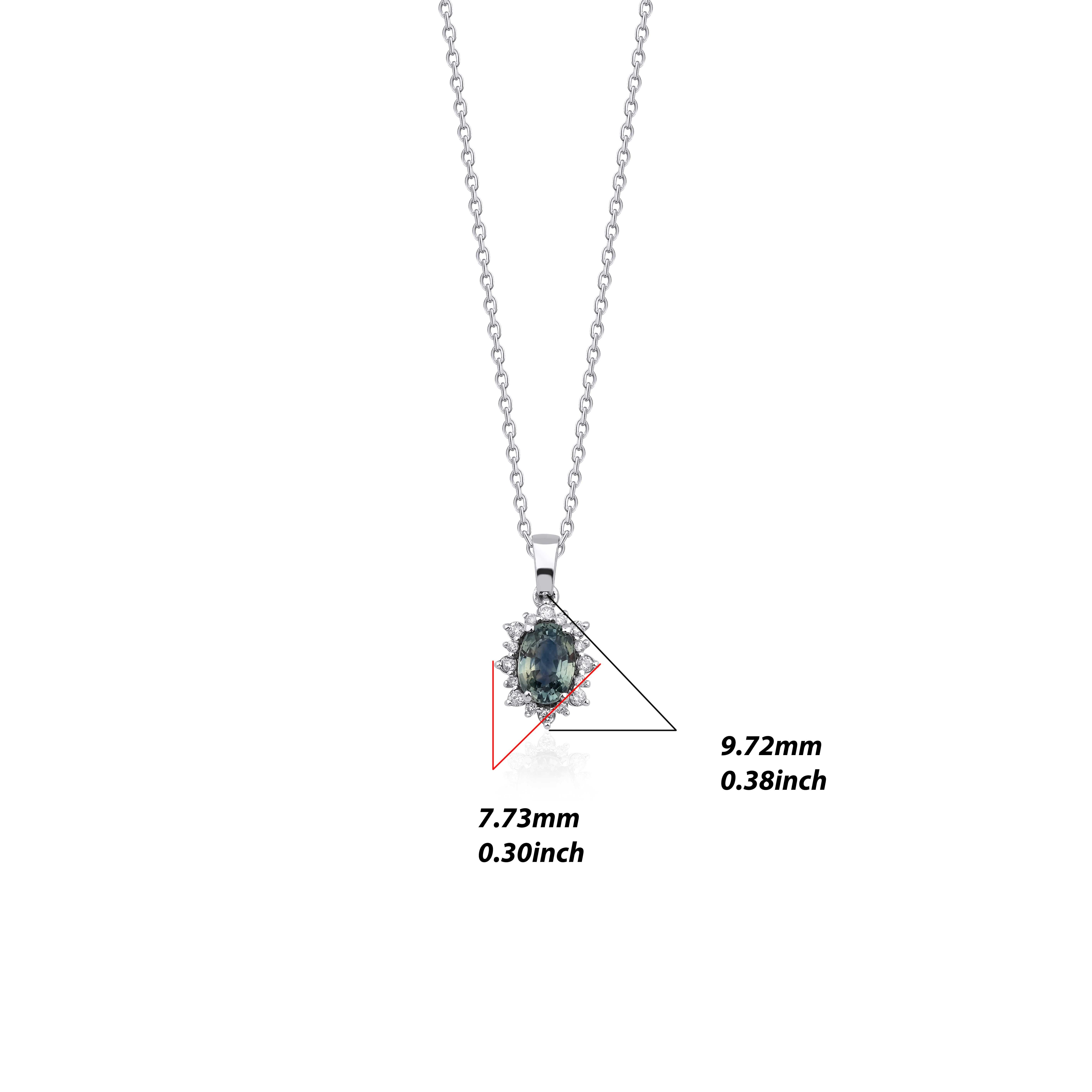 Collana con zaffiro verde acqua e diamanti a grappolo In condizioni Nuovo in vendita a Fatih, 34