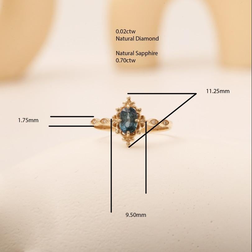Modern Teal Sapphire Engagement 0.72ct Ring For Sale