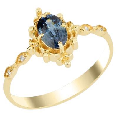 Teal Sapphire Engagement 0.72ct Ring