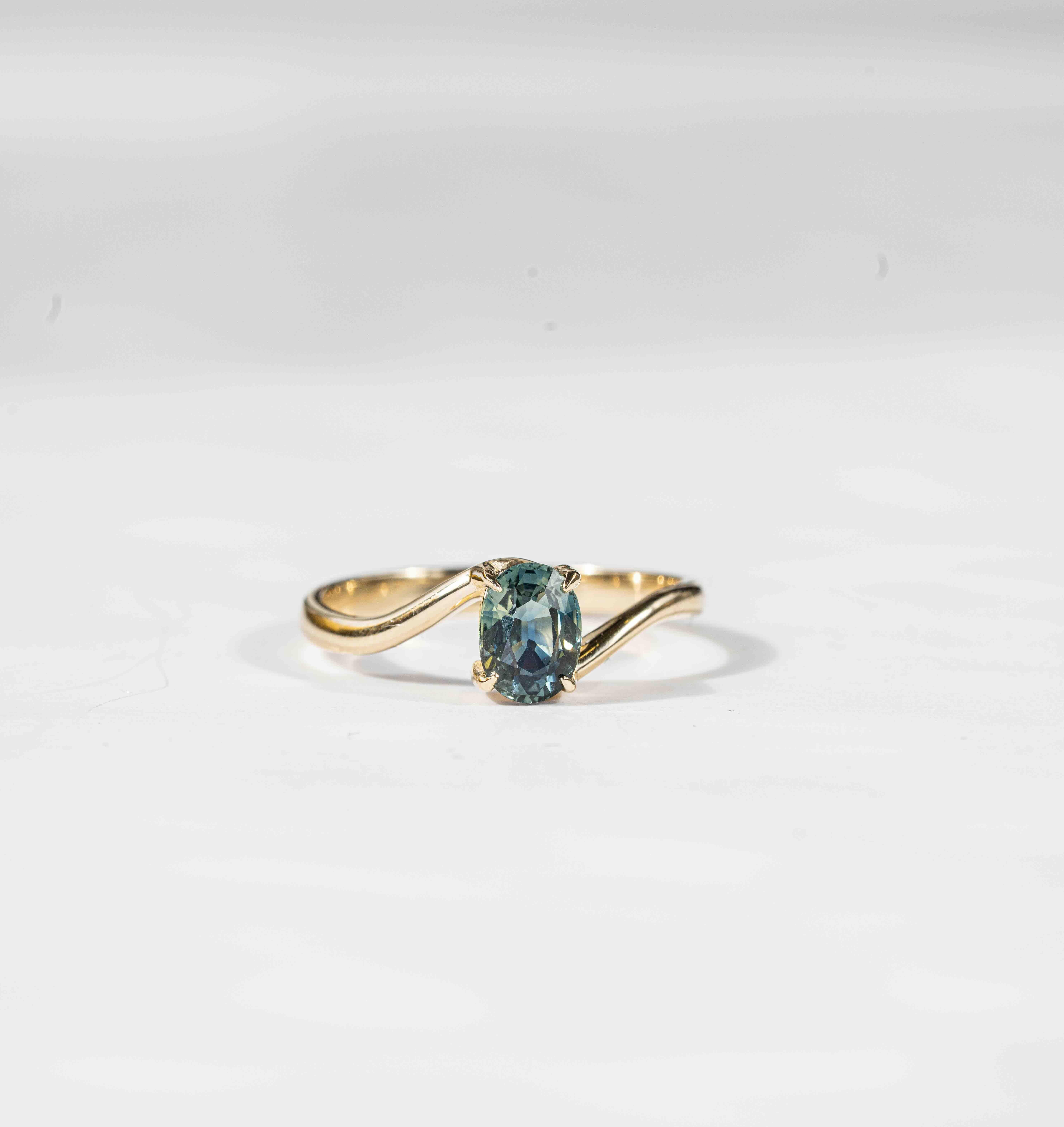 For Sale:  Teal Sapphire Engagement Ring 6