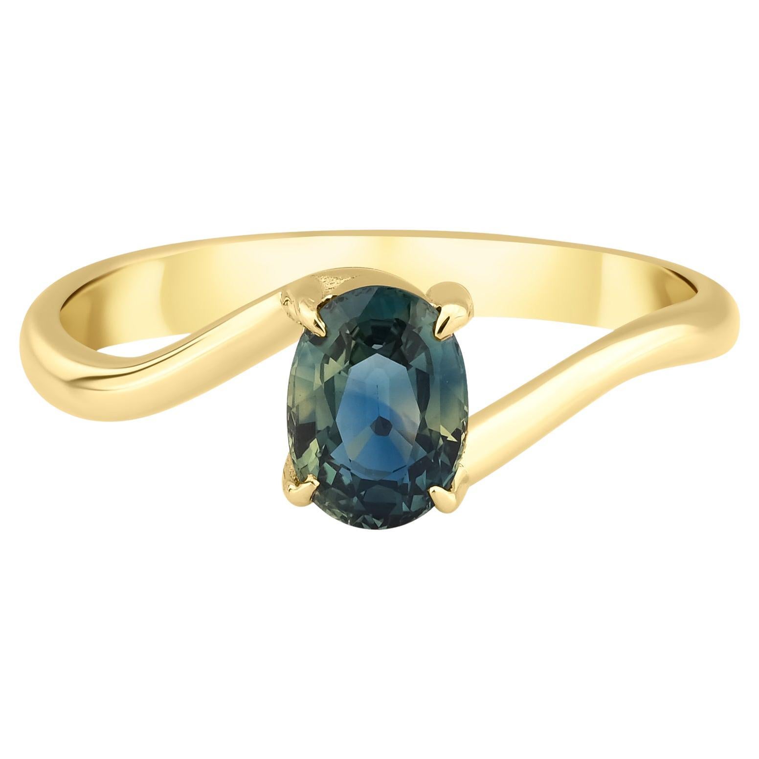Teal Sapphire Engagement Ring