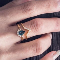Teal Sapphire Ring, Diamond Engagement Ring, Blue Sapphire Engagement Ring