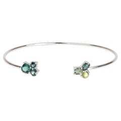 Teal Sapphires Around the World 18K White Gold Flexi Bangle from Montana Madagas
