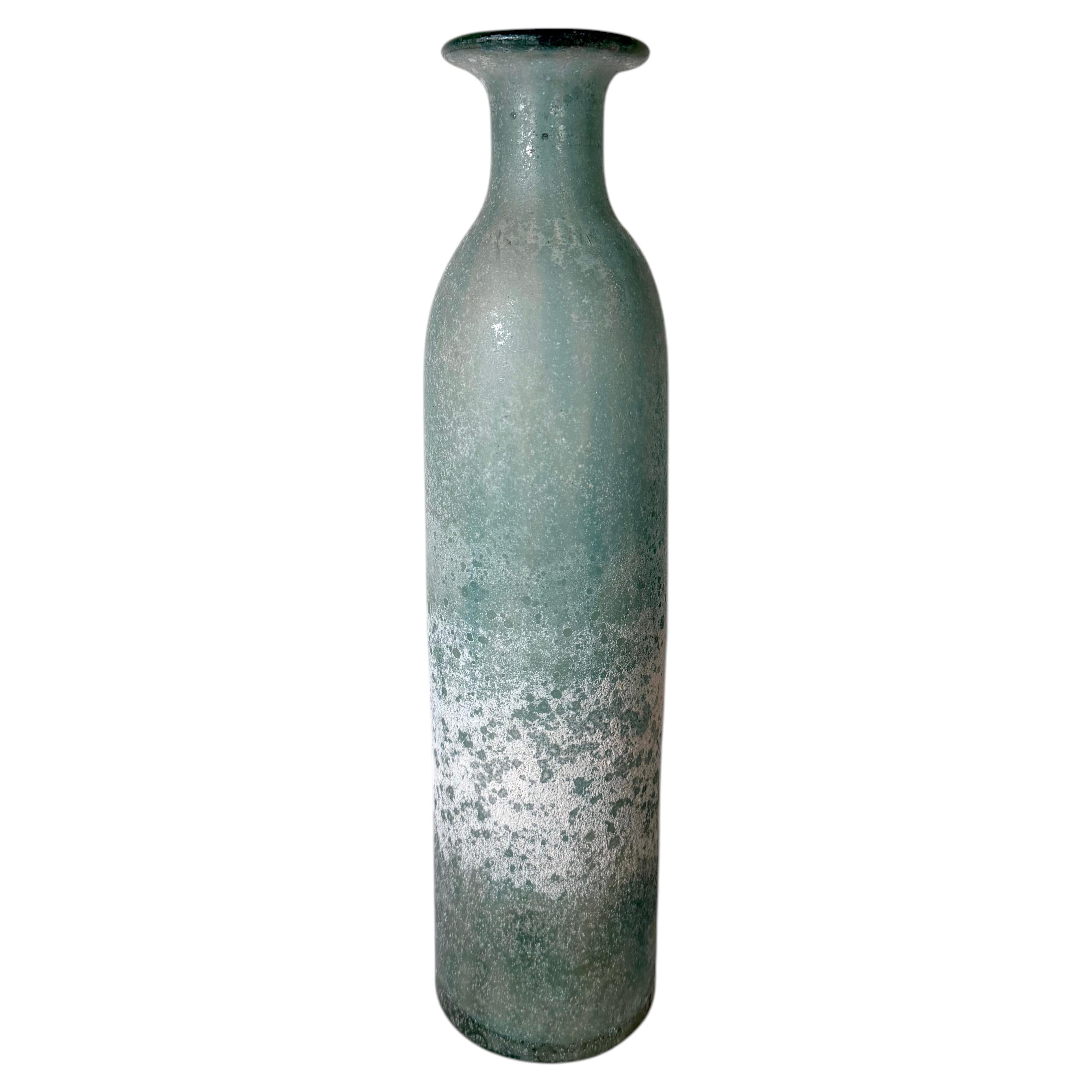 Florero de botella de cristal Teal Scavo, atribuido a Gino Cenedese, Italia en venta