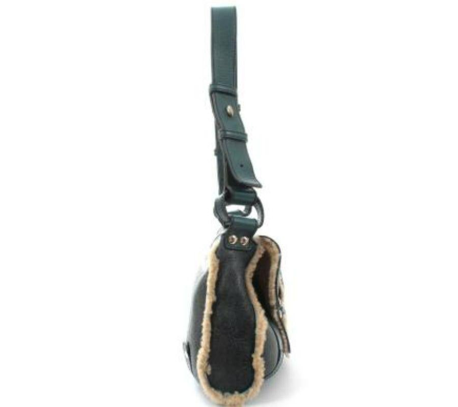 Black Teal Shearling Bag For Sale