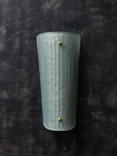 Teal Smoked Murano Glass Grooved Wall Sconces