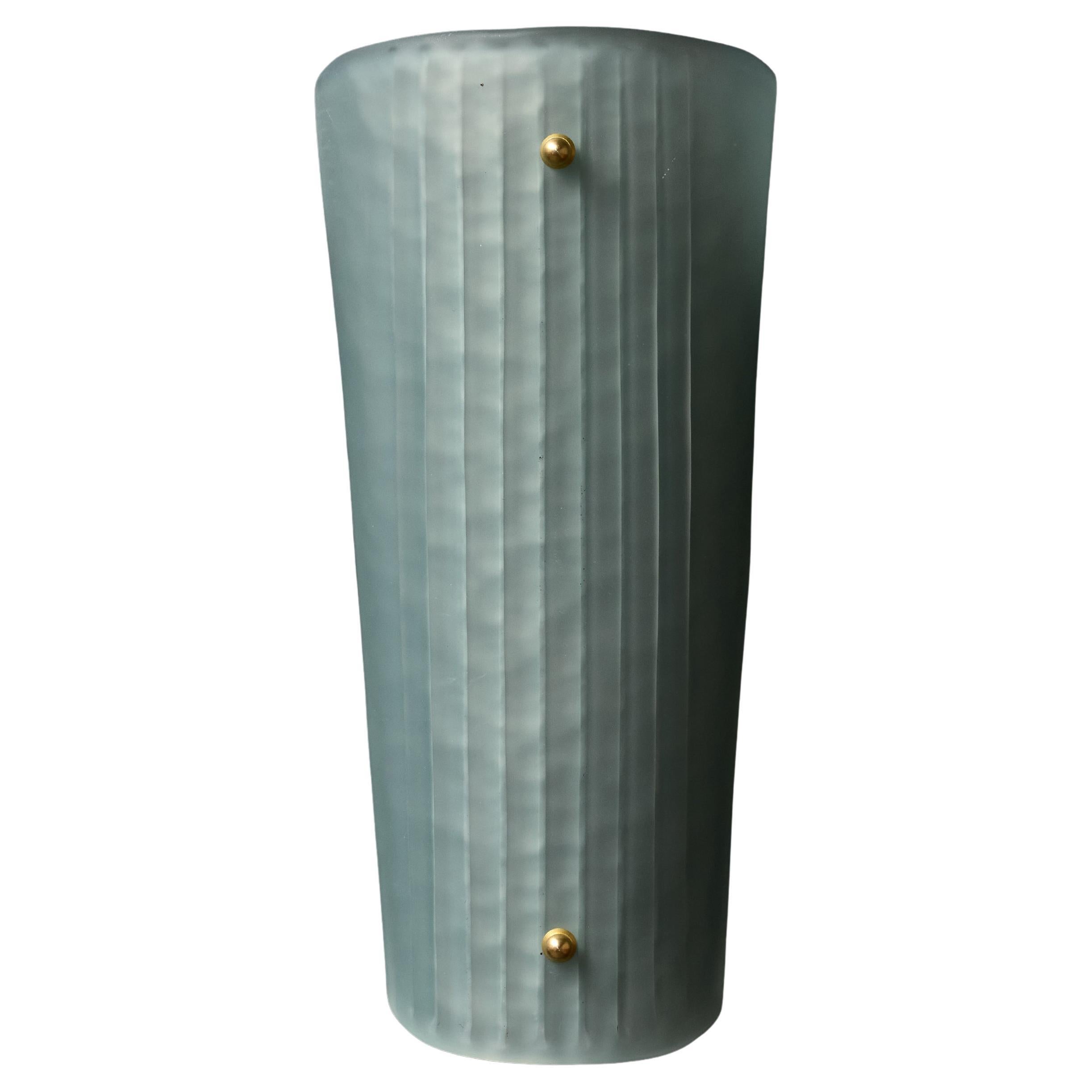 Teal Smoked Murano Glass Grooved Wall Sconces