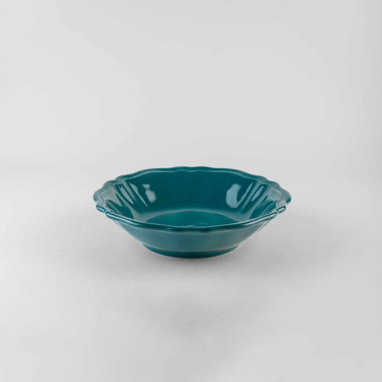Los platos hondos Teal sirven: Sopa, soporte, plato auxiliar para 4. Hecho a mano en Italia 2024 Moderno en venta