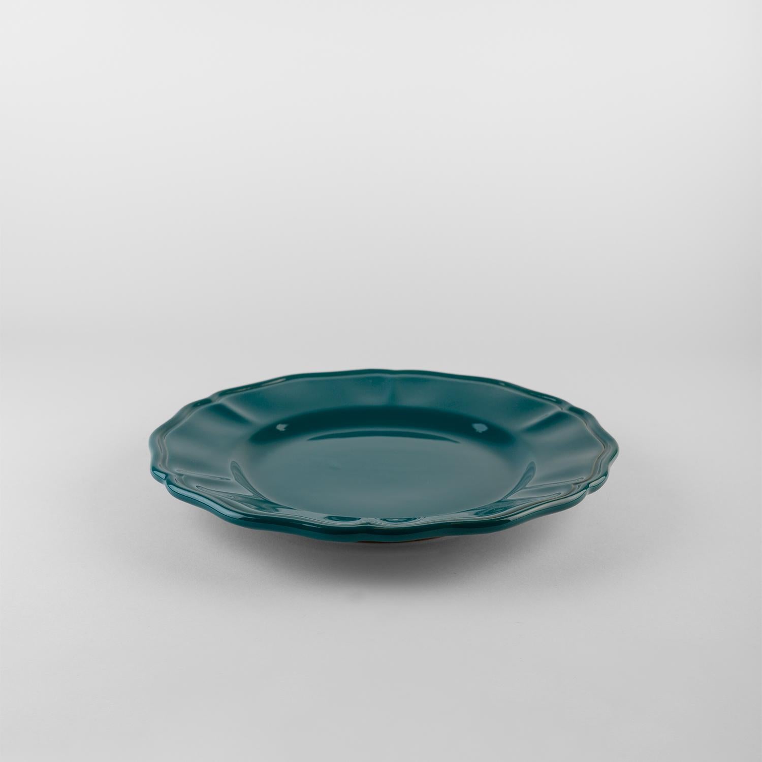 Los platos hondos Teal sirven: Sopa, soporte, plato auxiliar para 4. Hecho a mano en Italia 2024 en Nuevo estado para la venta en San Miniato PI, IT
