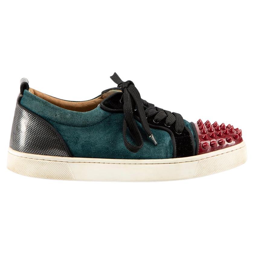 Teal Suede Panelled Vieira Spikes Trainers Size IT 38 For Sale