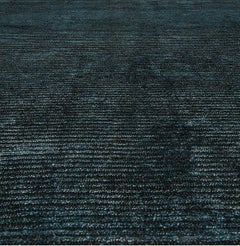 Teal Textured Solid Custom Rug "Tidal Striation" by Doris Leslie Blau