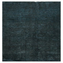 Teal Textured Solid Custom Rug "Tidal Striation" by Doris Leslie Blau
