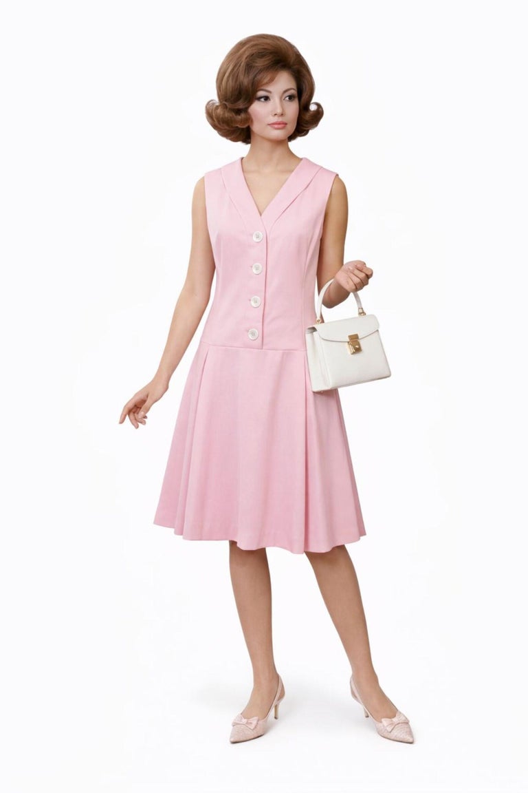 pink 60s mod dress The perfect 60's bow dress does exist! Only one left and she's in our Etsy shop. Link in bio #prettyinpink
