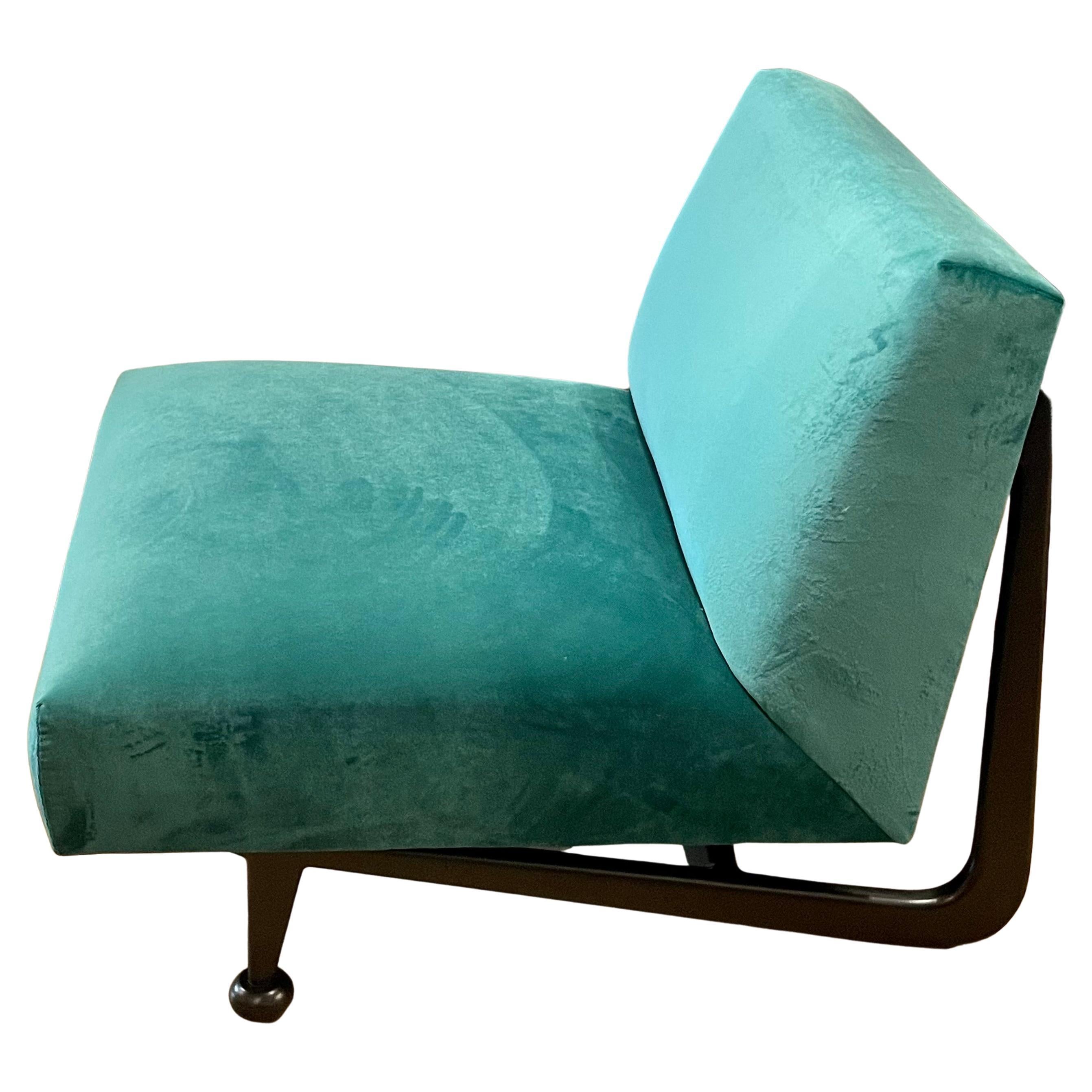 Contemporary Teal Velvet Garbo Slip Chair For Sale