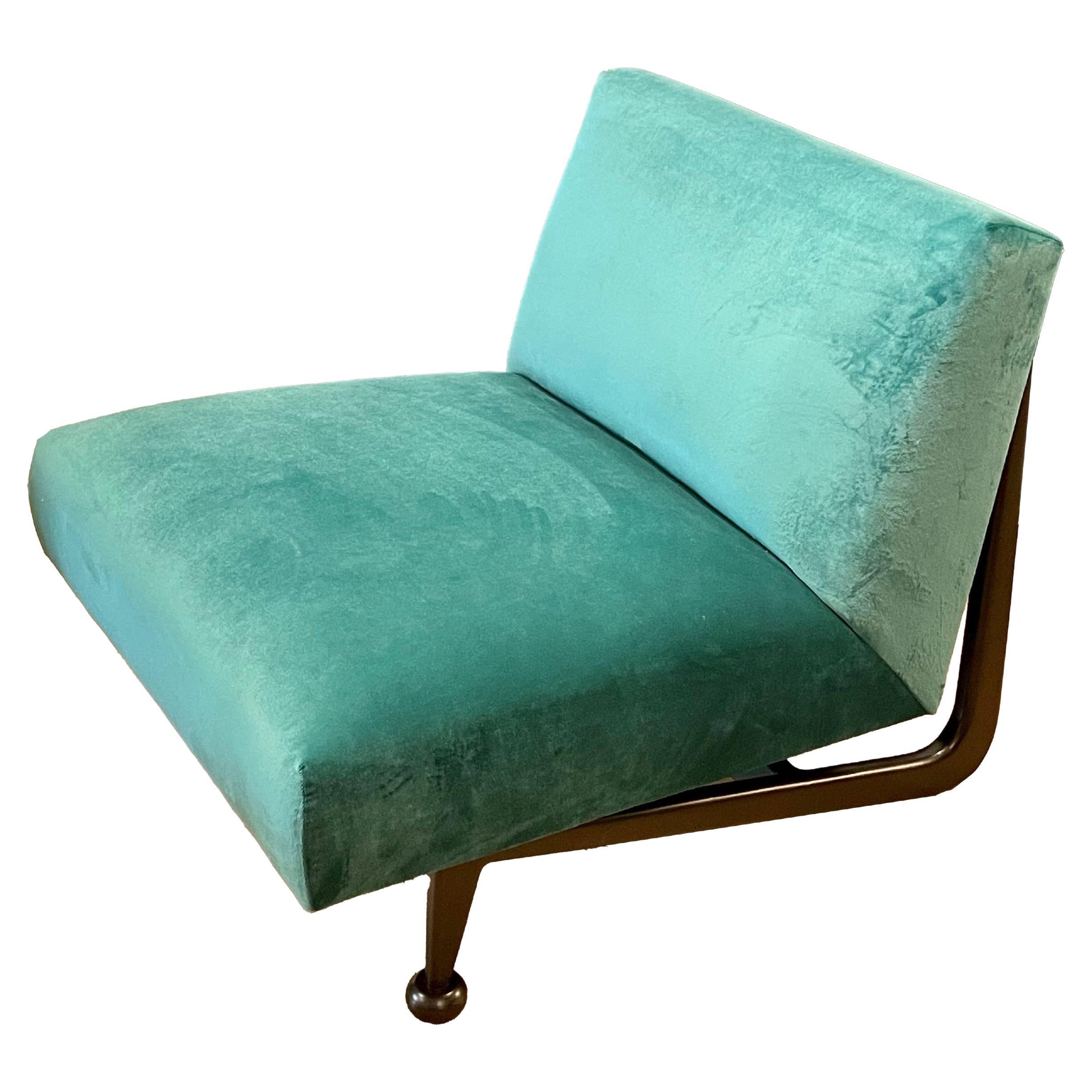 Teal Velvet Garbo Slip Chair For Sale