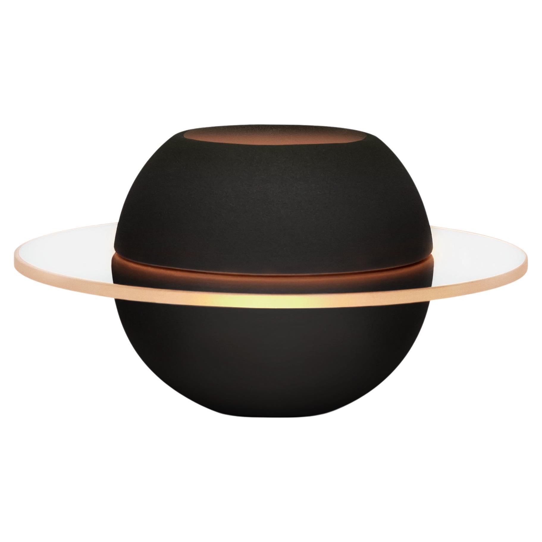 Tealight Candle Holder "Sfär Dark Night" in Glass and Glazed Porcelain For Sale
