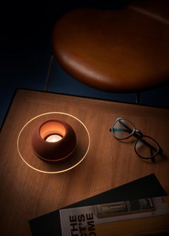 Tealight Candle Holder "Sfär Red Soil" in Glass and Glazed Porcelain