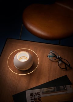 Tealight Candle Holder "Sfär White Sand" in Glass and Porcelain