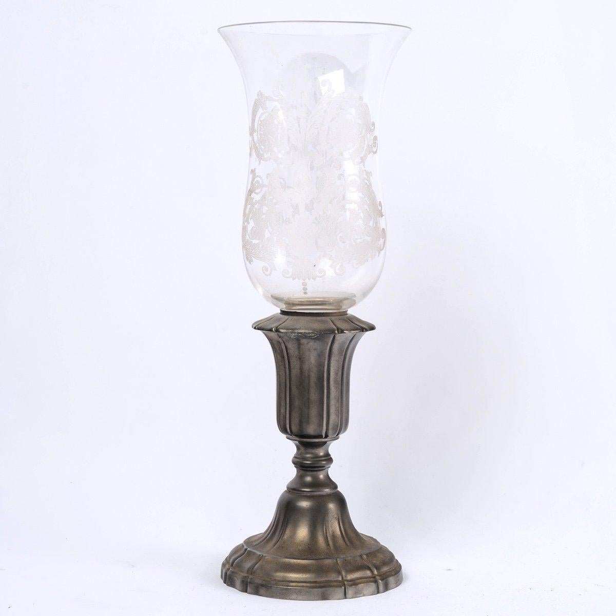 Teelicht-Kerzenleuchterlampe - Baccarat-Kristall und Zinn aus dem Manor - XX th (Sonstiges) im Angebot