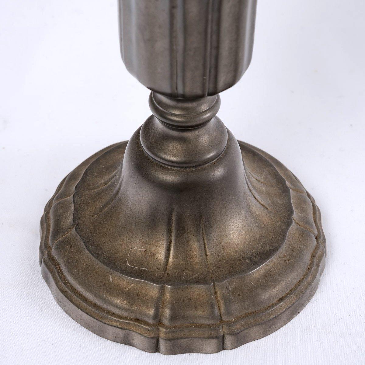 Teelicht-Kerzenleuchterlampe - Baccarat-Kristall und Zinn aus dem Manor - XX th (20. Jahrhundert) im Angebot