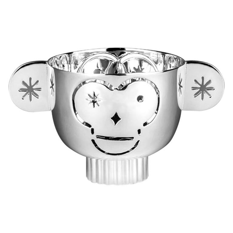 Tealight Holder Monkos in Shiny Silver-plated by Jaime Hayon