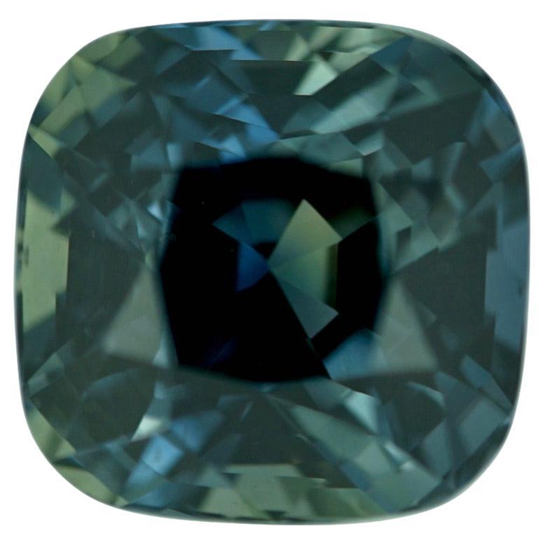 Teal	Sapphire	Cushion	4.03	ct	Natural	Unheated For Sale