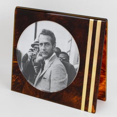 Team Guzzini Italy 1970s Tortoiseshell Lucite and Brass Picture Frame