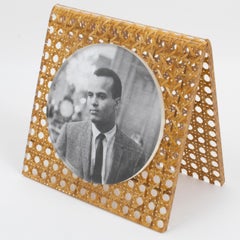 Portafoto in lucite e vimini del Team Guzzini Italia, circa 1970