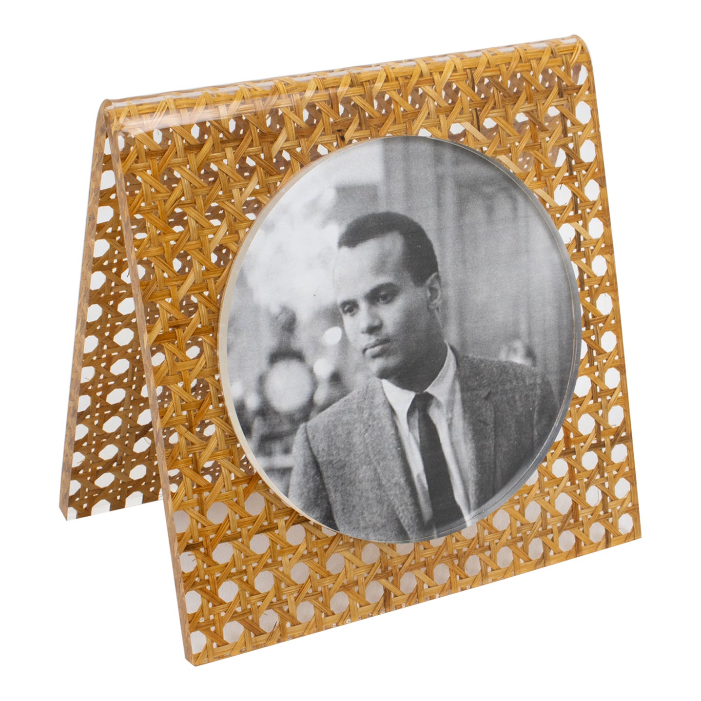 Team Guzzini Italy Lucite and Wicker Picture Frame, circa 1970