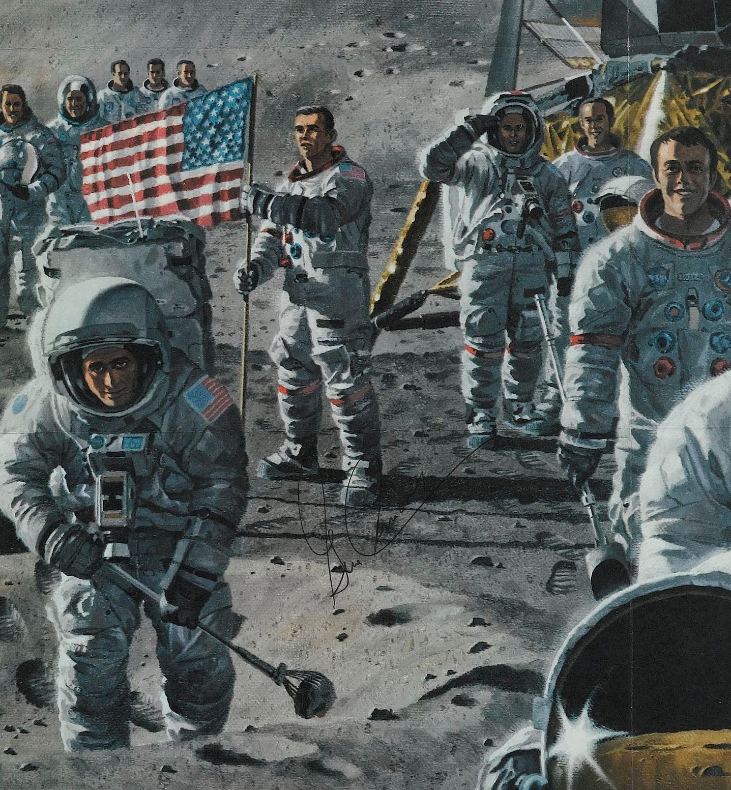 Américain Affiche signée « Teammates in Mankind's Greatest Adventure » (Les aventuriers de l'humanité) par National Geographic en vente