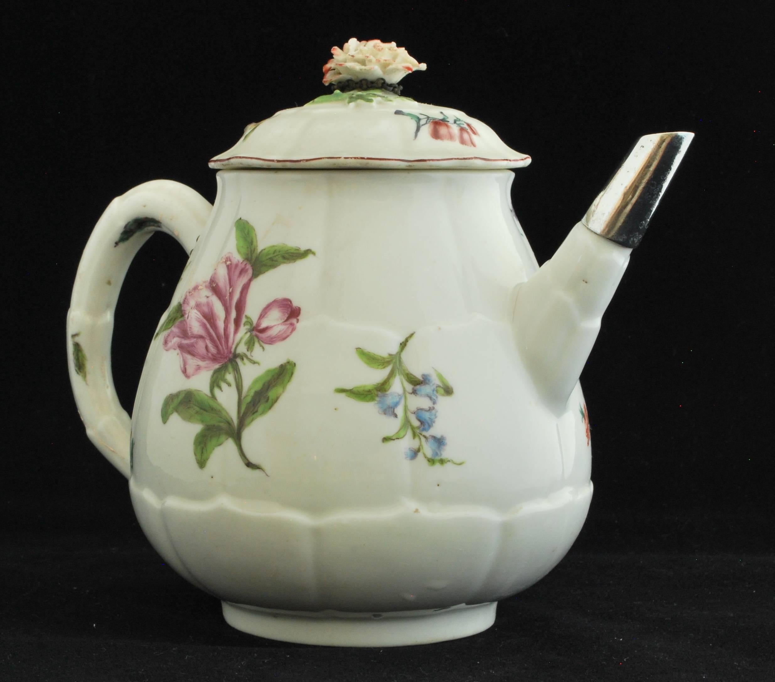 English Teapot in Artichoke Shape, Chelsea, circa 1755