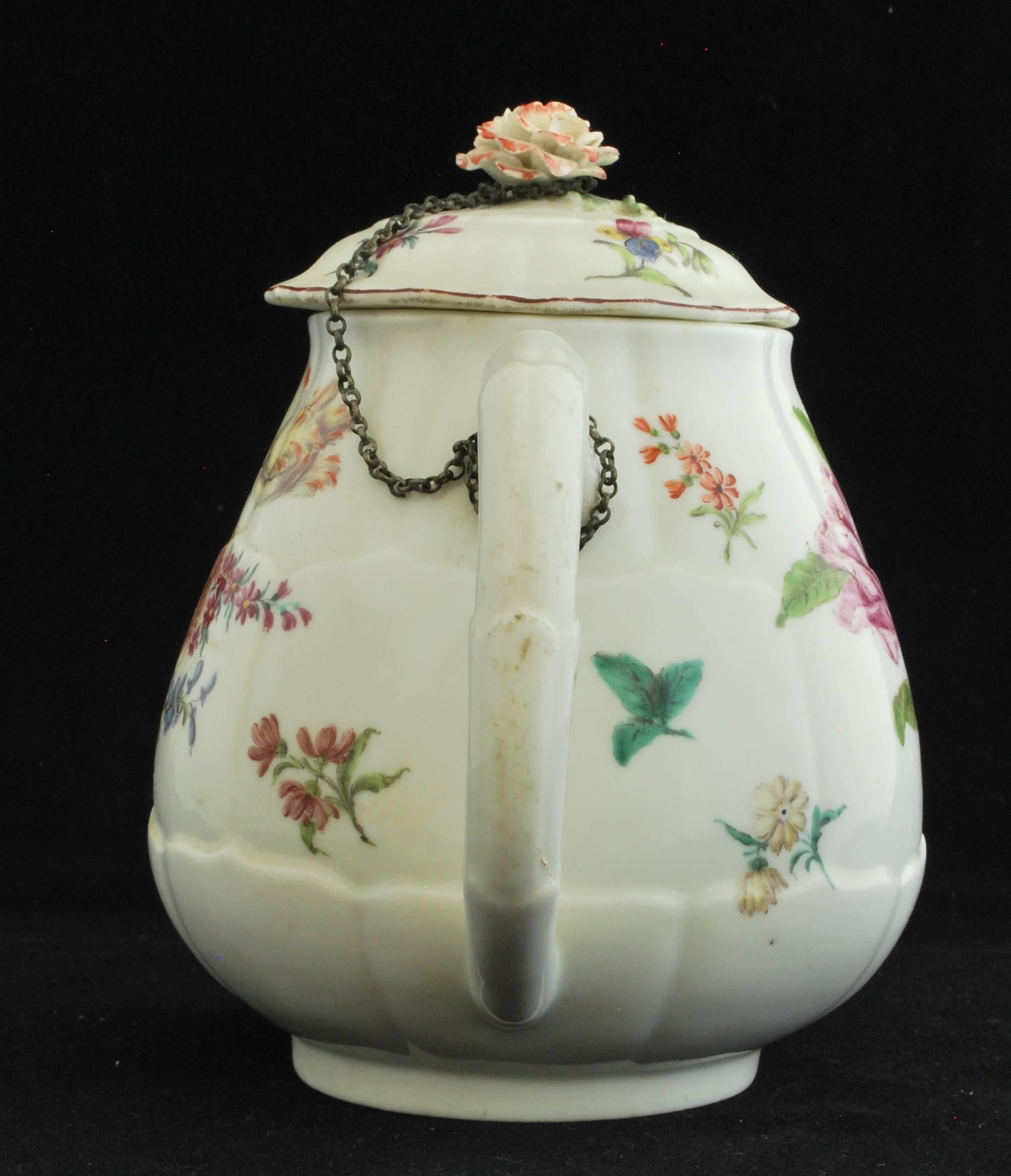 Mid-18th Century Teapot in Artichoke Shape, Chelsea, circa 1755