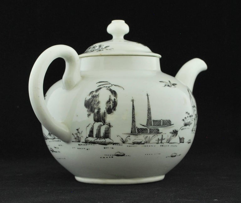 Teapot, Boy on a Buffalo Pattern, Worcester, circa 1755 For Sale at 1stdibs