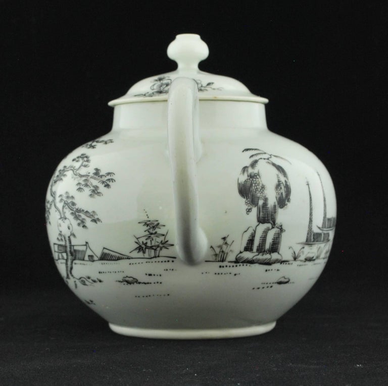 Teapot, Boy on a Buffalo Pattern, Worcester, circa 1755 For Sale at 1stdibs