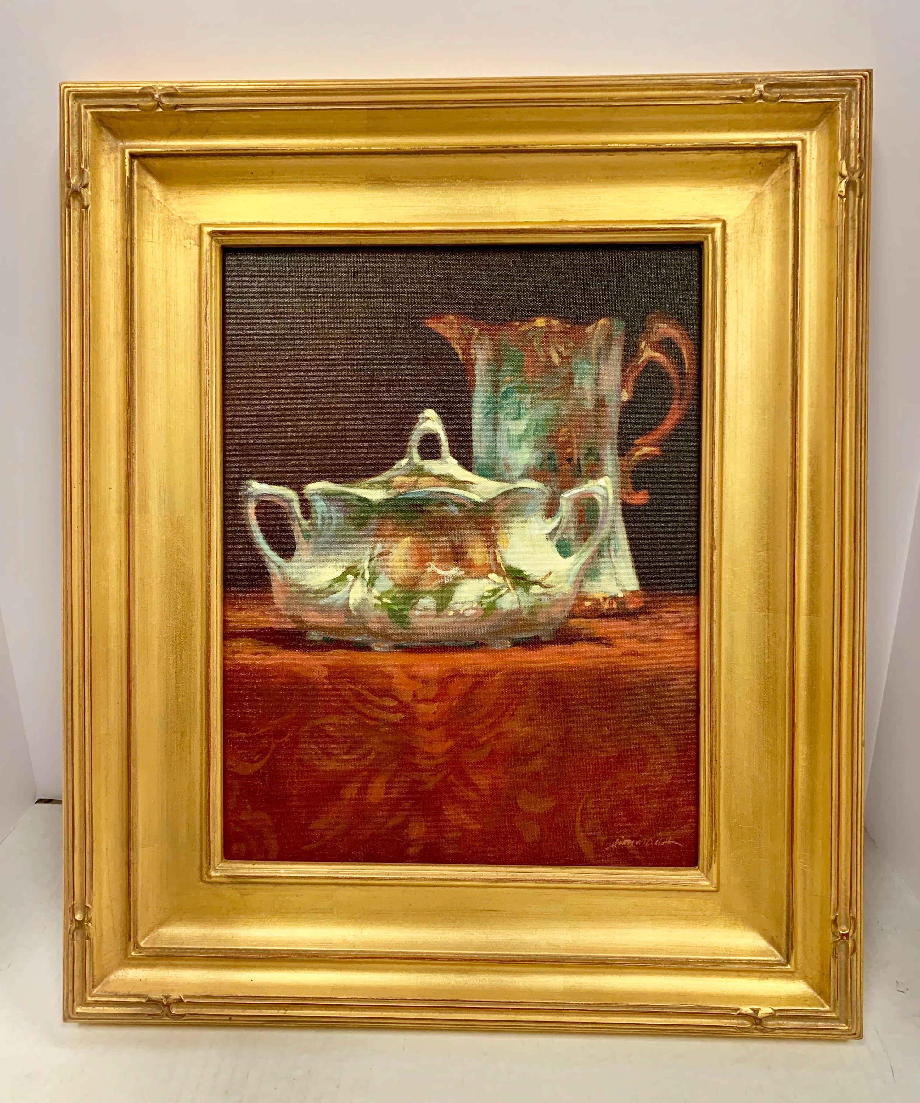 American Teapot and Tureen Oil Painting Original Katherine Simmons Oil Still Life