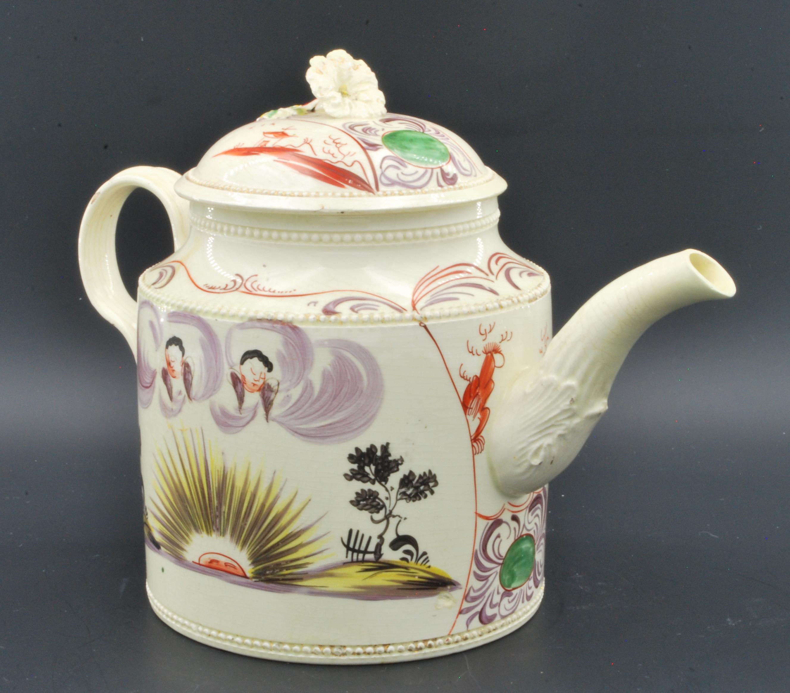 English Teapot, Aurora, Goddess of the Dawn, Greatbtach, C1765 For Sale