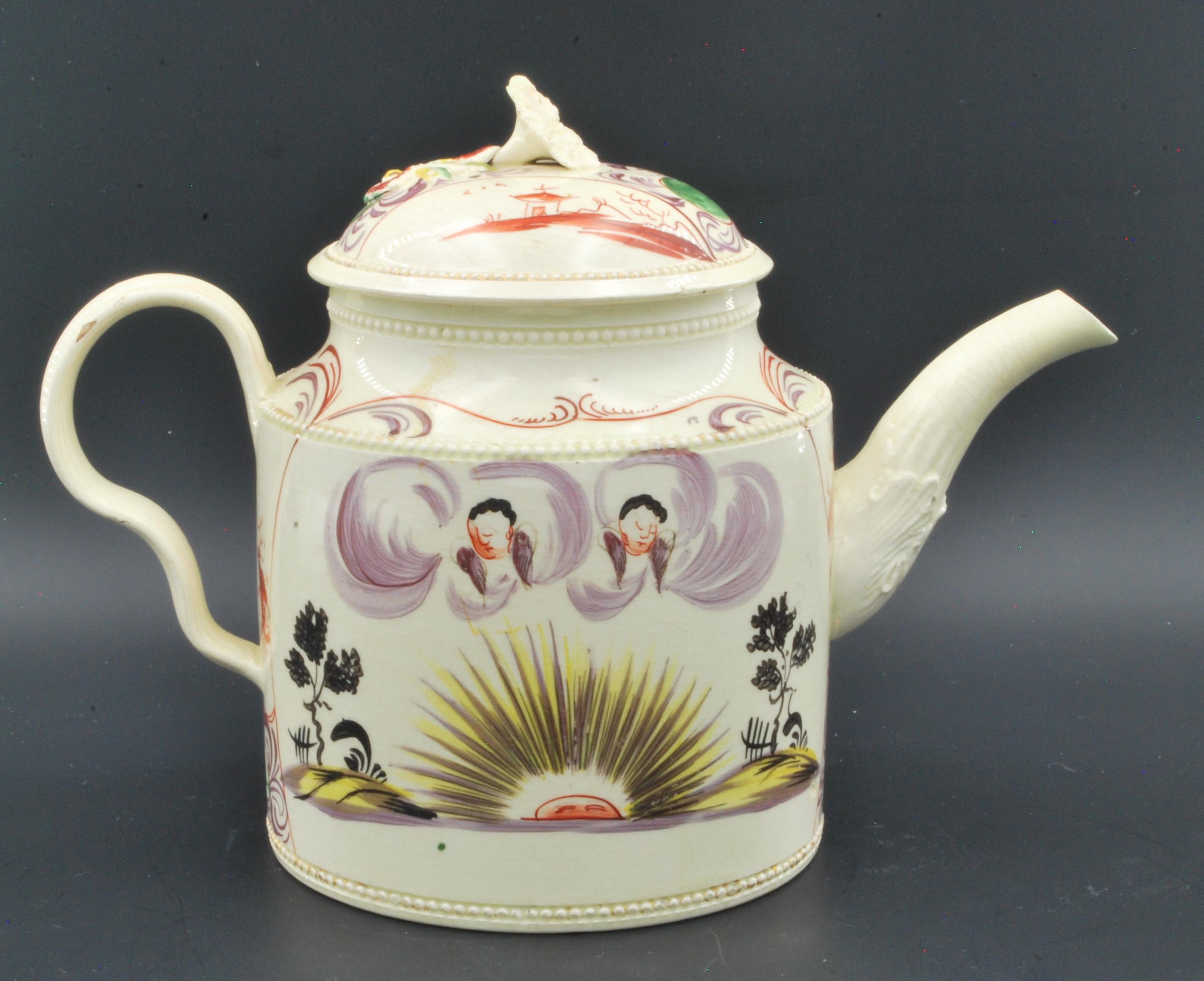 Molded Teapot, Aurora, Goddess of the Dawn, Greatbtach, C1765 For Sale