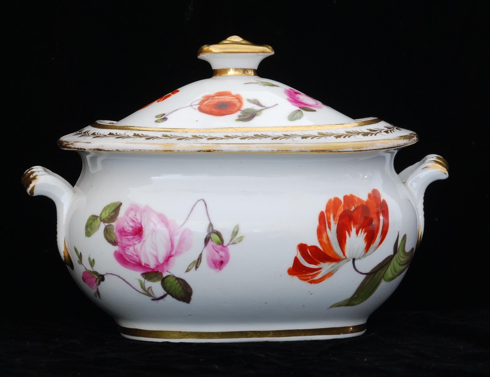 Teapot, Creamer, Sugar Nantgarw Porcelain, circa 1815 For Sale 2