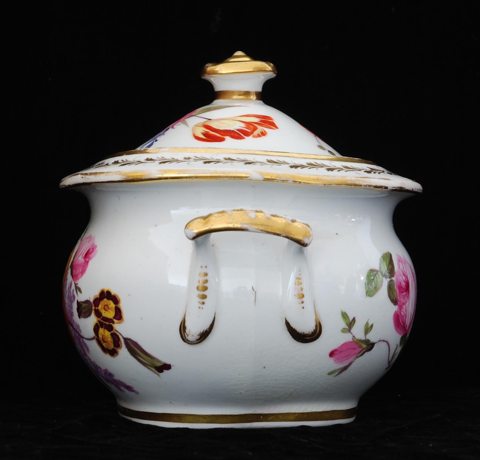 Teekanne, Milchkännchen, Zucker Nantgarw Porzellan, um 1815 im Angebot 5